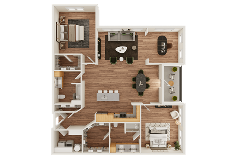 Floor plan for 2 beds, 2 baths, 1511 sqft